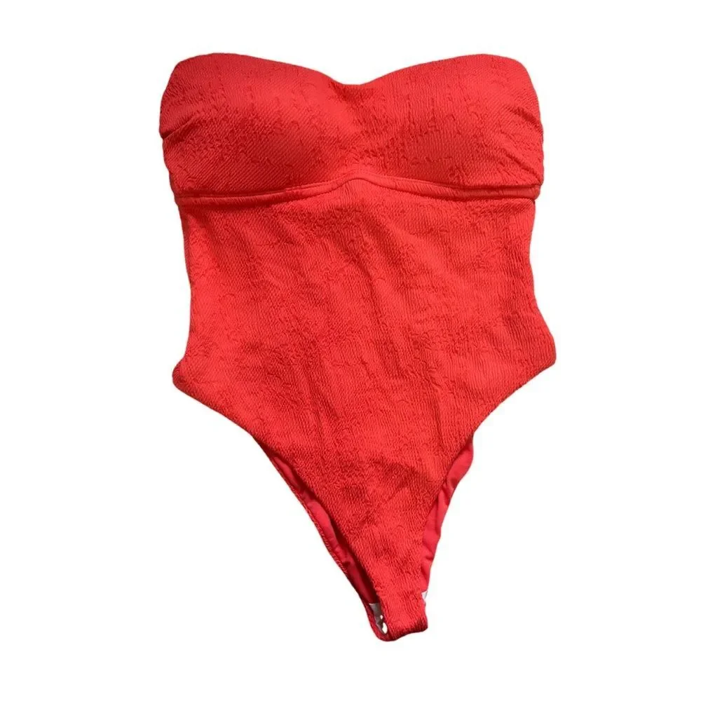 Lucky Brand Doheny Beach One Piece Swimsuit in Coral Orange